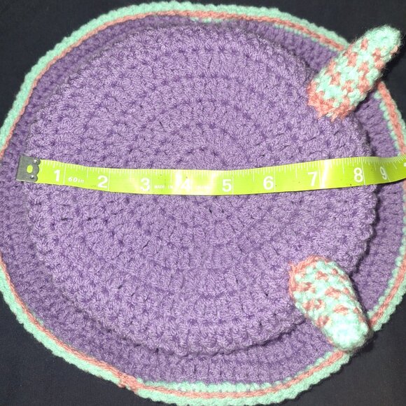 Hand Crocheted Purple Floppy Hat With Horns main image 4